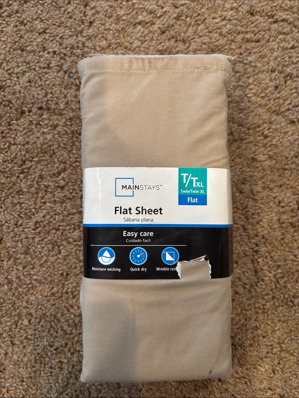 Mainstays Flat Sheet in Taupe Neutral